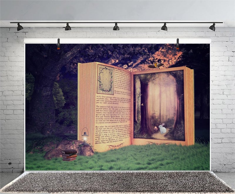 AOFOTO 6x4ft Fairy Tale Book Backdrop Enchanted Forest Girl Baby Shower Photoshoot Decorations Little Princess Birthday Party Background for Photography Photo Studio Props Vinyl - Image 4